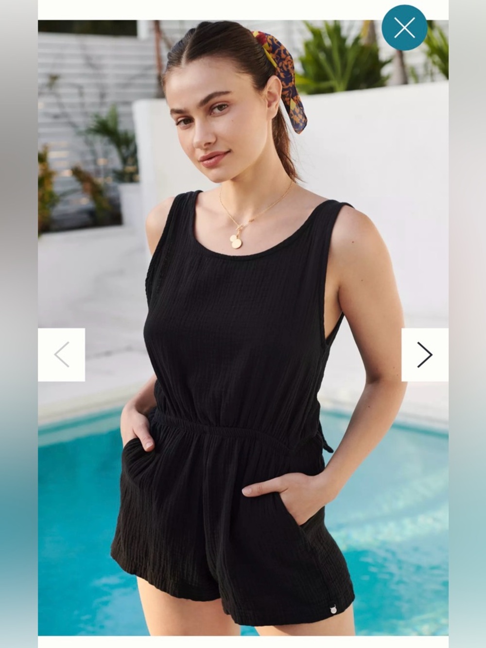 Anthropologie Malai 100% Cotton Black Romper Swim Coverup Size Small